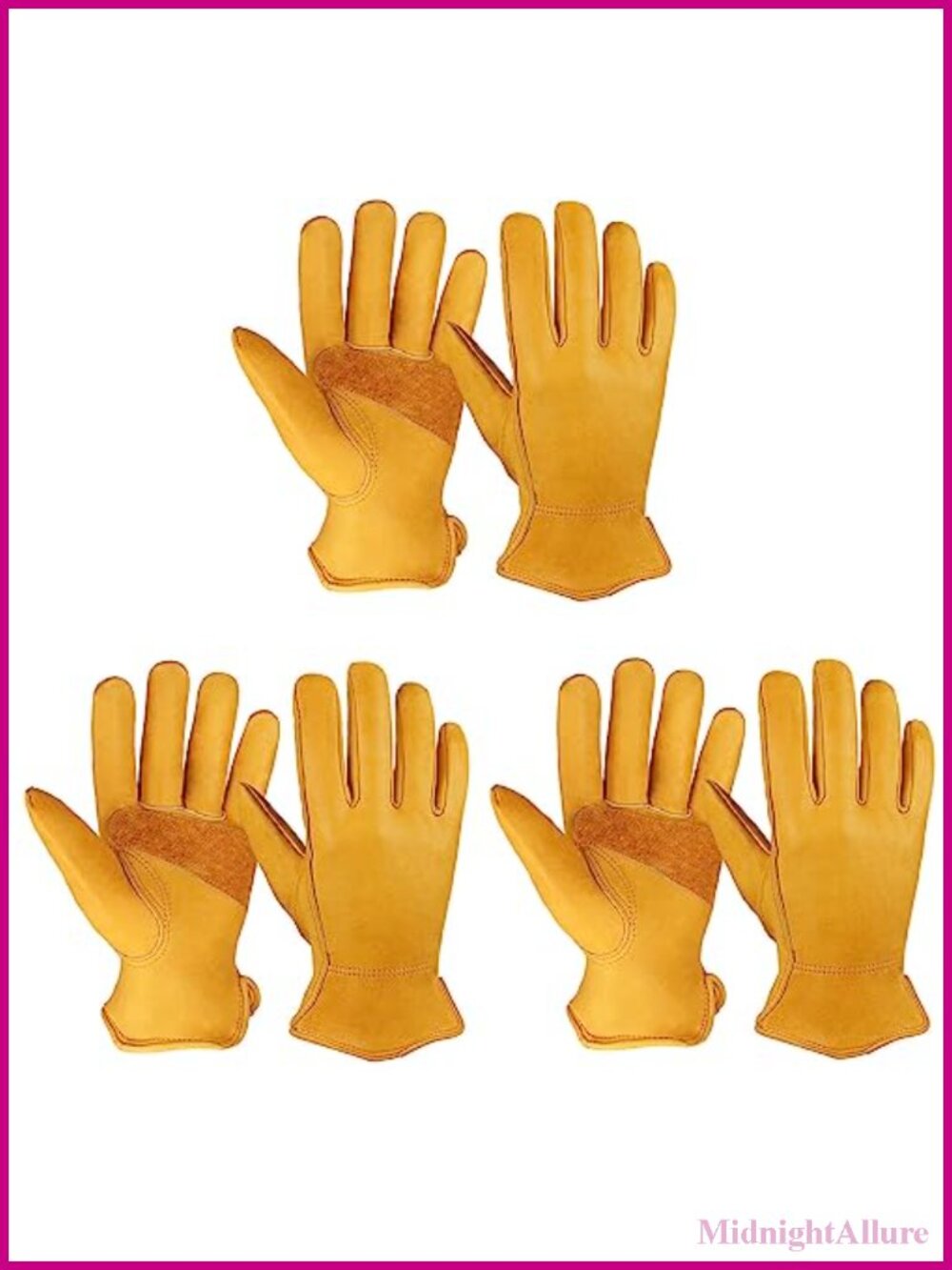 OZERO Cowhide Leather Work Gloves Men Large 3 Pack Gardening